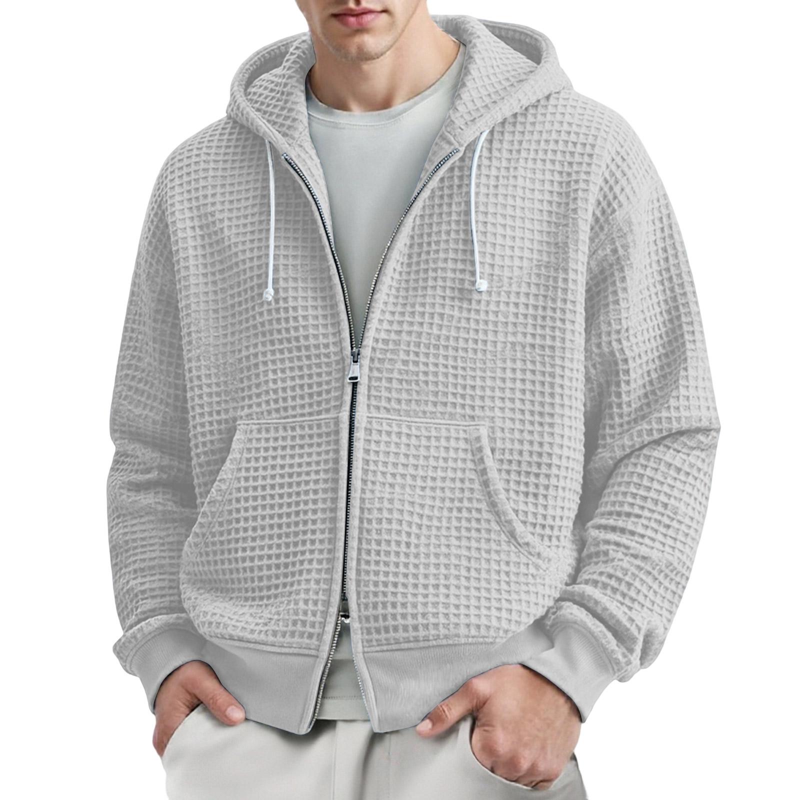 

Men s Leisure Waverg Double Zipper Hooded Hood Hoodie Coat XL