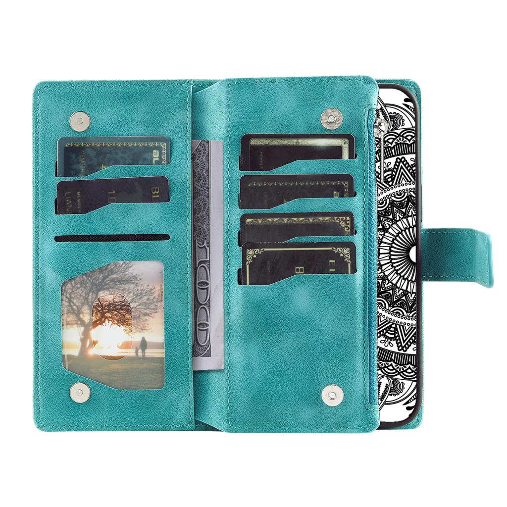 For Motorola Moto G56 5G Wallet Case Mandala Flower Pattern PU Leather Phone Cover with Wrist Strap
