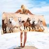 3D Horse Beach Towel Microfiber Quick-Drying Bath Convenient Thin Blanket Suitable for Swimming Travel Yoga Camping