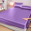High-end Satin Fitted Sheet with Elastic Band Solid Color Silky Bed Sheet Smooth Non-Slip Mattress Cover Bedspreads Bed Linen