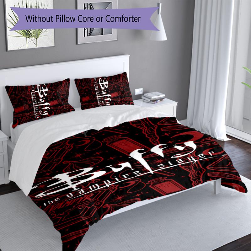 Juego de ropa de cama de 3 piezas Buffy Cazavampiros 1 patrón, juego de funda nórdica incluye funda nórdica y fundas de almohada, decoración de dormitorio y regalo perfecto para todas las estaciones