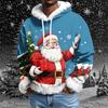 Men's Christmas Printed Lined Hoodie | Faux Trim Party Sweatshirt With Pocket | Plus Size Loose Fit Holiday Pullover