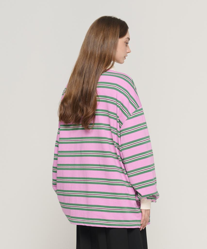 CARGOBROS FOR WOMAN Striped Loose Fit Polo Shirt (Pink)