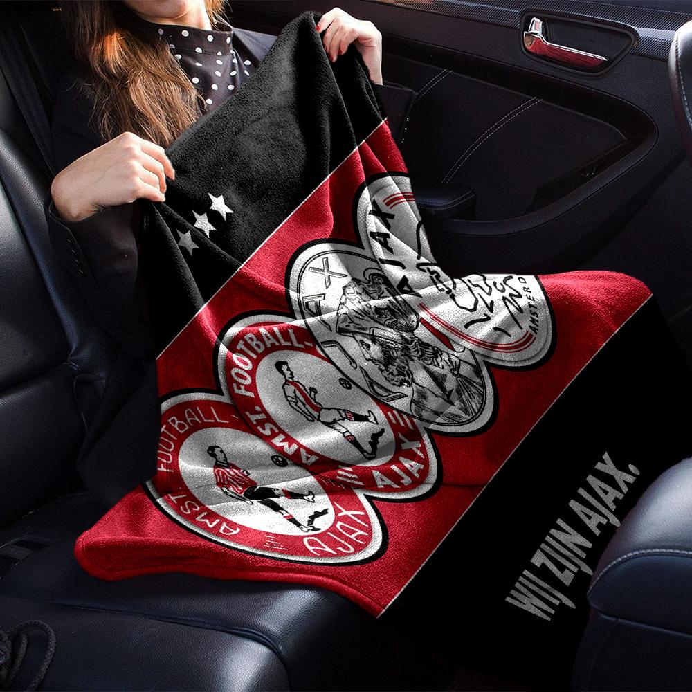 Coperta in Flanella con Stemma Ajax Amsterdam, Morbido Poliestere, Design Moderno, Per Tutte le Stagioni per Campeggio, Viaggi, Regali per le Feste o Compleanni