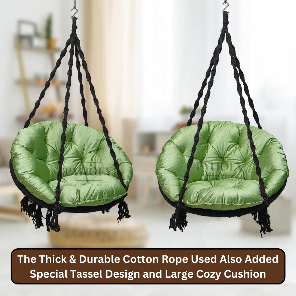 נדנדה למרפסת/נדנדת ערסל/ג'ולה למבוגרים לחוץ/כושר נשיאה 150 ק"ג/כולל כרית ישיבה ירוקה גדולה(שחור-32 אינץ')