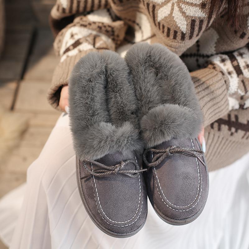 Fashion 2024 Winter Women Cotton Shoes Comfortable Plush Warm Snow Boots Ladies Casual Flat Short Boots Solid Color Furry Females Shoes