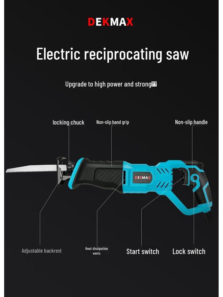 High-Power German Electric Handheld Reciprocating Saw for Cutting Metal & Wood