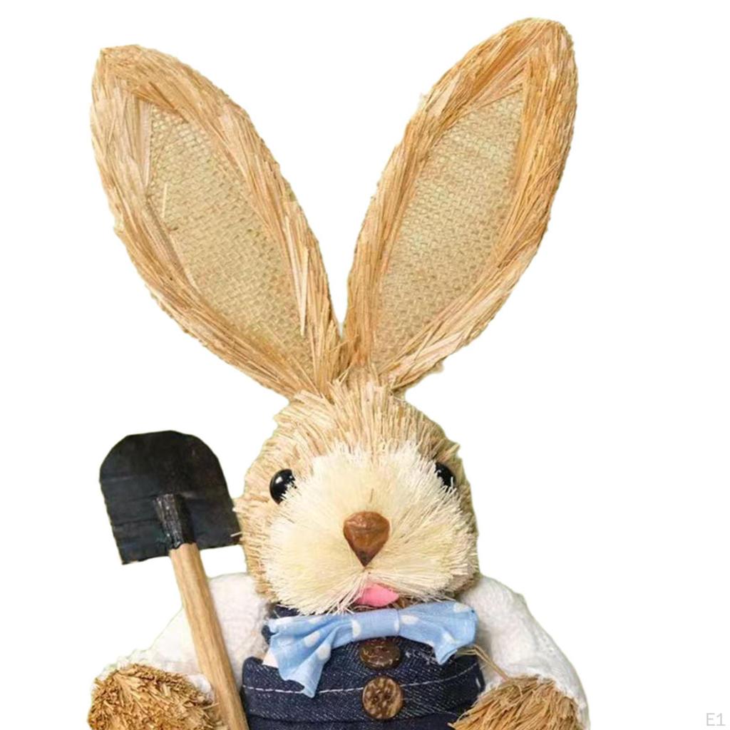 Straw Bunny Figurine DIY Material Pack Cartoon Cute Rabbit Statue for Adults Style A