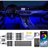 Interior Car Lights With Wireless APP & Remote Control, 9 In 1 RGB Car Ambient Lighting Kit With 4 Under Dash Lights & 5 Fiber Optic LED Strips, Sync