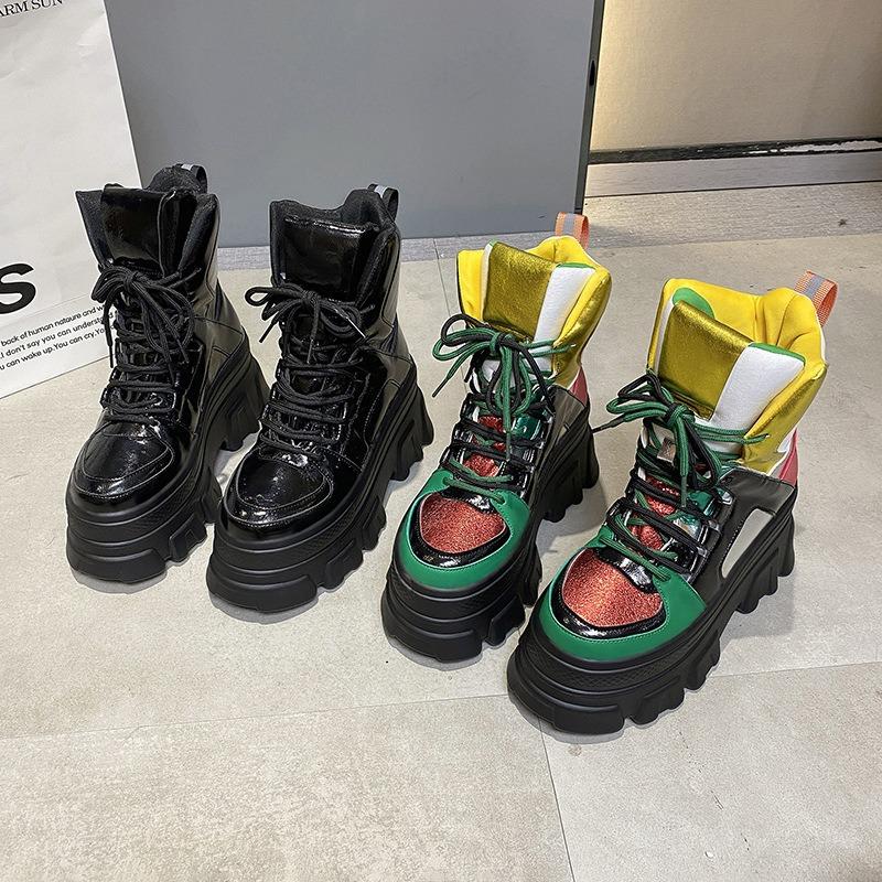 Fashion Luxury Leather PU Chunky Heel Platform Boots Women Waterproof Ankle Boots for Women Winter Warm Anti-slip Snow Boots Botas Mujer