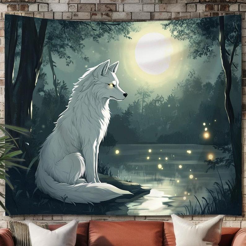 Wolf tapestry 75x100 чёрный