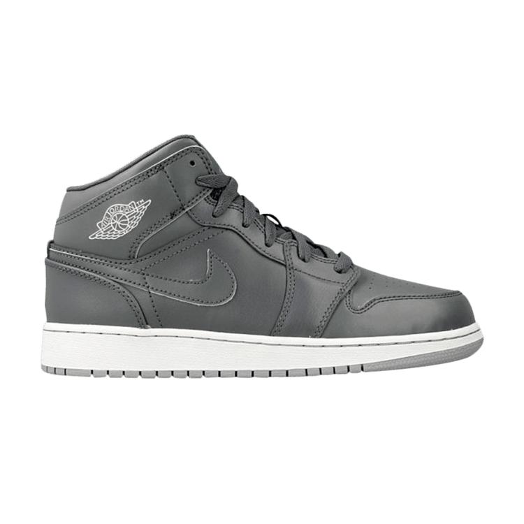 Air Jordan 1 Retro Mid GS Cool Grey Wolf Серые детские кроссовки Wolf-Grey-White 554725-031 38