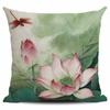Lotus carp linen Doublesided Printed pillow cover Short plush Suitable living rooms bedrooms sofas throw cushion cover