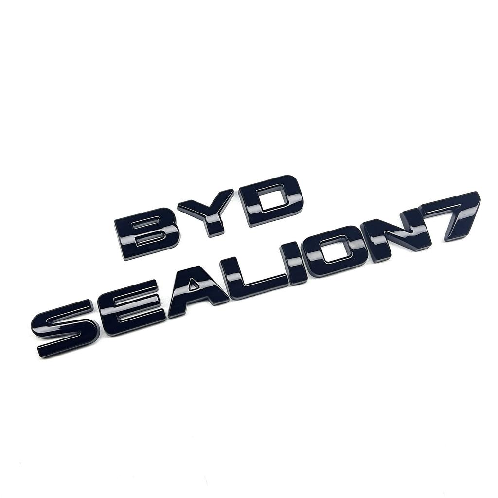 For BYD SeaLion 07 EV Car Specialized No Disassembly Overlay Blackened Emblem Black Warrior Black Car Logo Sticker Auto Exterior