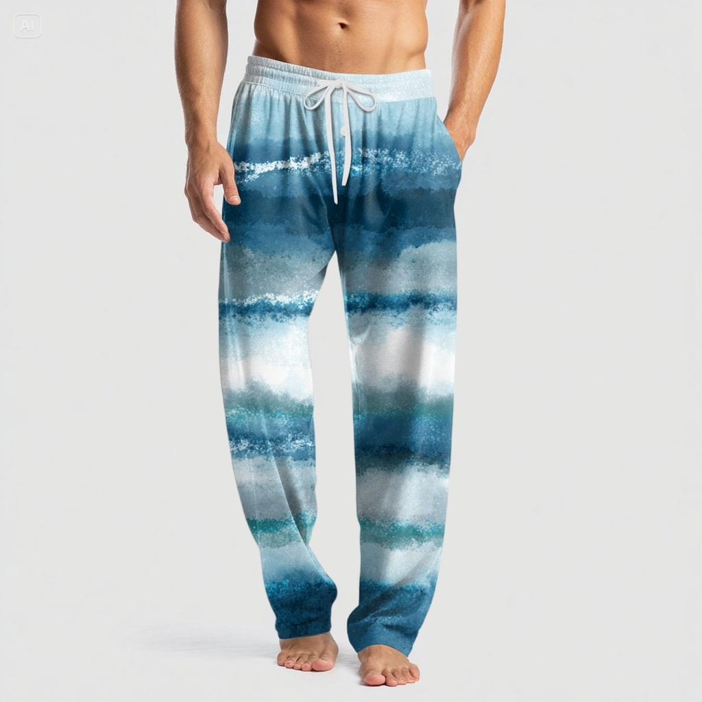 Men's Knitted Halloween Print Pocket Casual Pants Pajama Pants