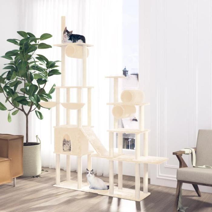 171615 vidaXL Arbre à chat avec griffoirs en sisal Crème 279 cm