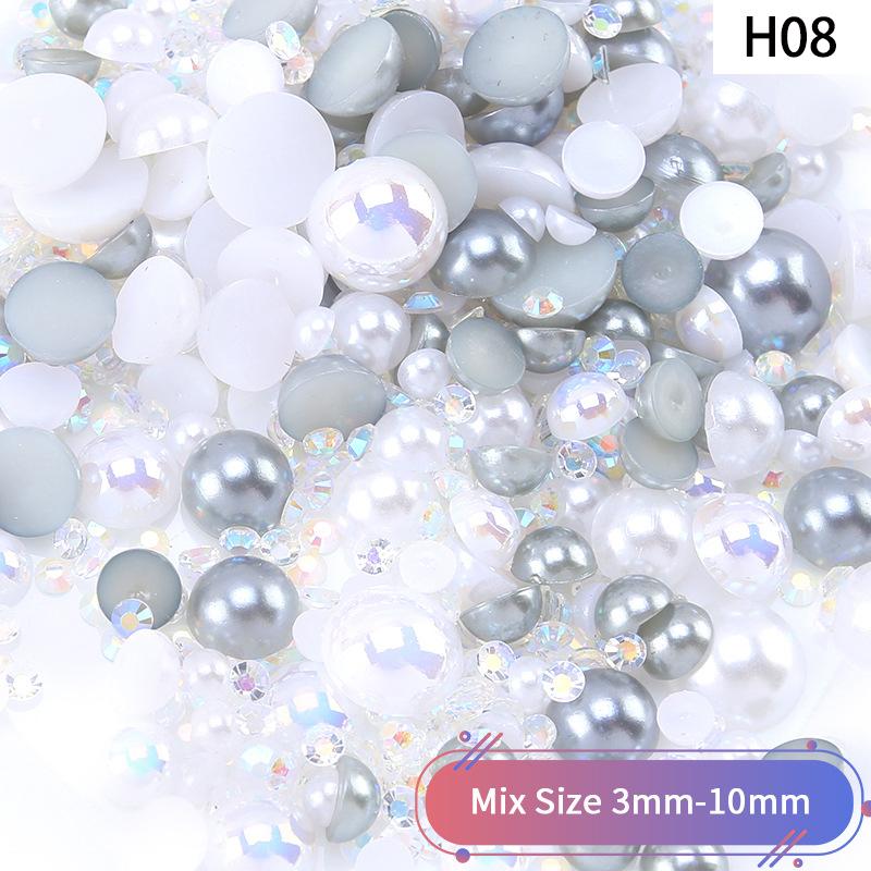 Yantuo 1000g Mixed Packaging Flat Back Pearls Resin Rhinestone Jelly Rhinestones Bulk Abs Loose Pearl for DIY Decoration