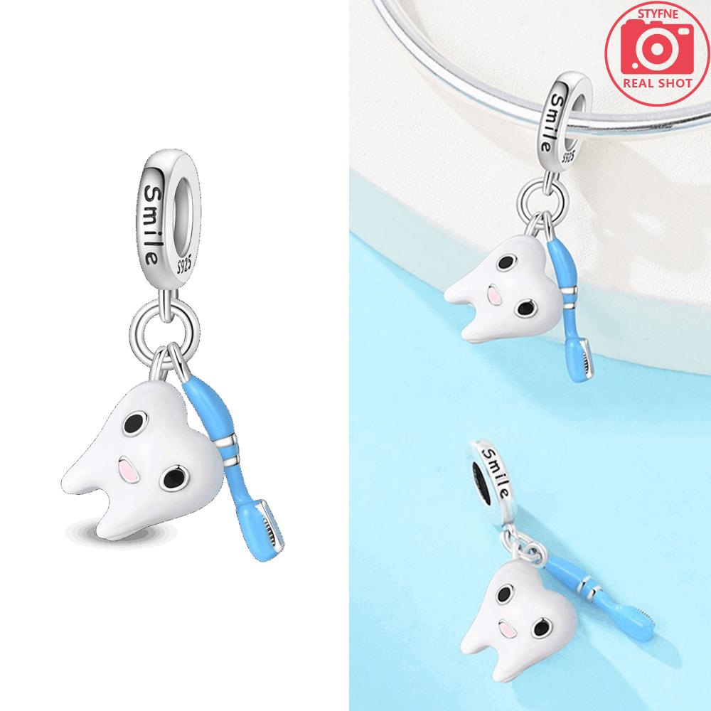 Authentic Copper Medical Care Collection Pendant Tooth Toothbrush Medicine Box Ambulance Bead Compatible With Bracelets Diy Gift Women Jewellery