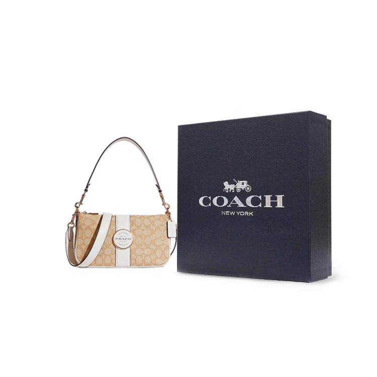 New COACH Lonnie Fabric With Leather Shoulder Bag Handbag Crossbody Bag Shoulder Bag Women's Light Khaki C8306-IMDQC