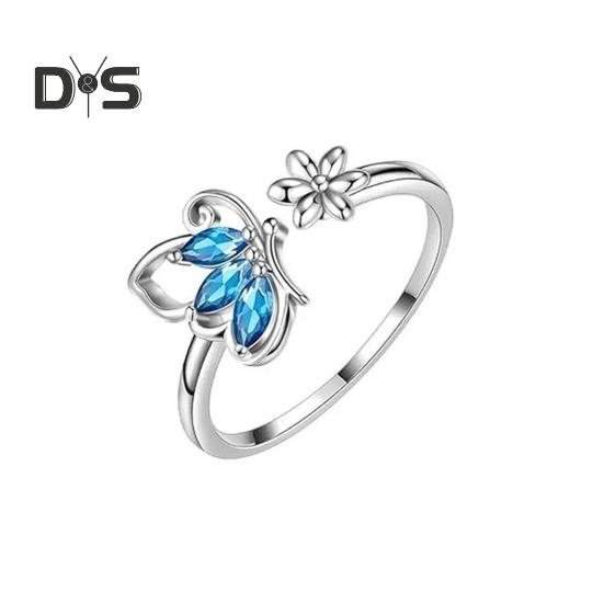 

1 комплект ювелирных изделий, комплект сверкающих стразов, инкрустированных бабочкой, ожерелье, серьги-гвоздики, открывающееся кольцо, комплект ювелирных изделий, подарок L