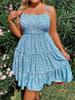 2025 Plus Size Women's Floral Camisole Mini Dress - Comfortable & Casual