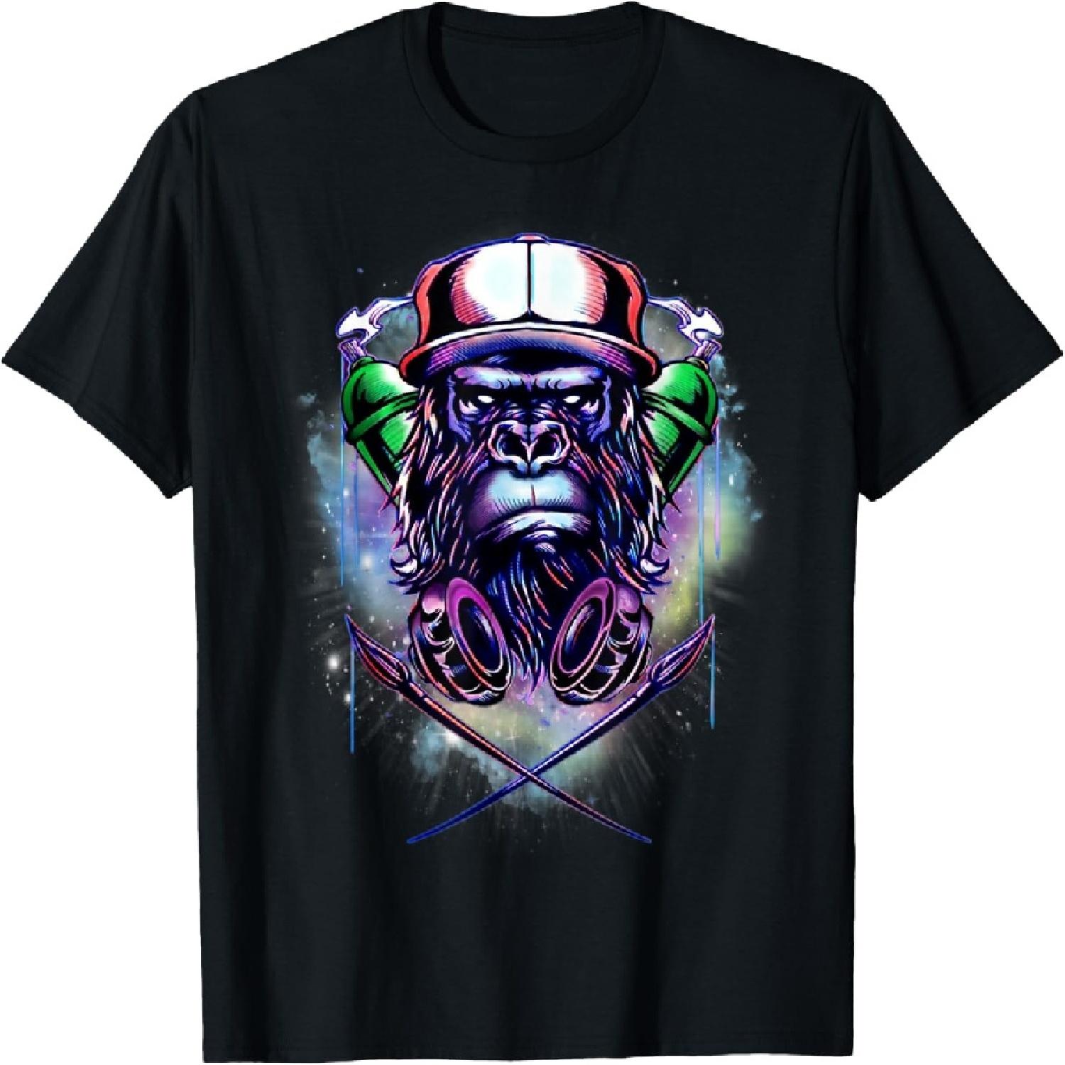 GRAFFITI GORILLA Стрит-арт Красочная тату-арт гориллы Футболка XXXXXL разноцветный