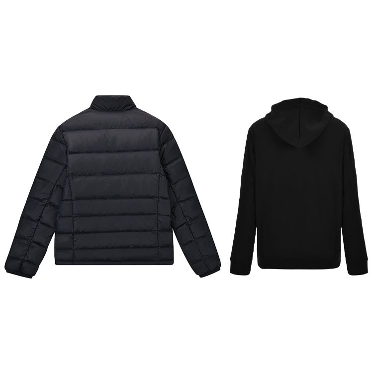 Li Ning Ping Pong Series Solid Color Windproof Cold Resistant Warm Down Jacket Letter Print Pullover Hoodie Casual Sports Suit AYMS199-1+AWDTF33-1