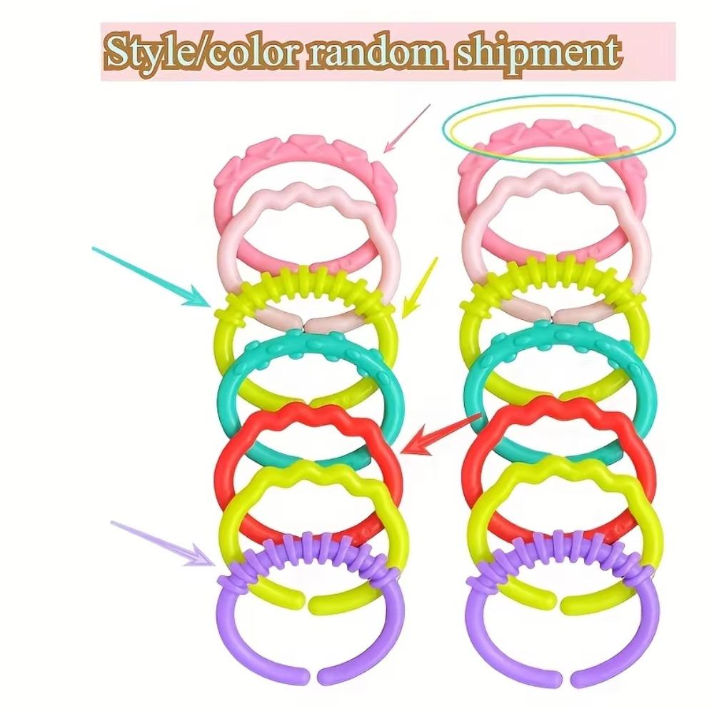 10PCS Smooth Surface Rainbow Hanging Ring Stroller Attachment Babies And Toddlers Stroller