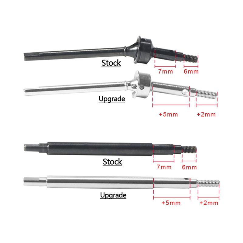 A63T-Widened Steel Front And Rear Axle Drive Shaft 5Mm Extended Parts For TRX4M 1/18 RC Crawler Car Upgrade Black