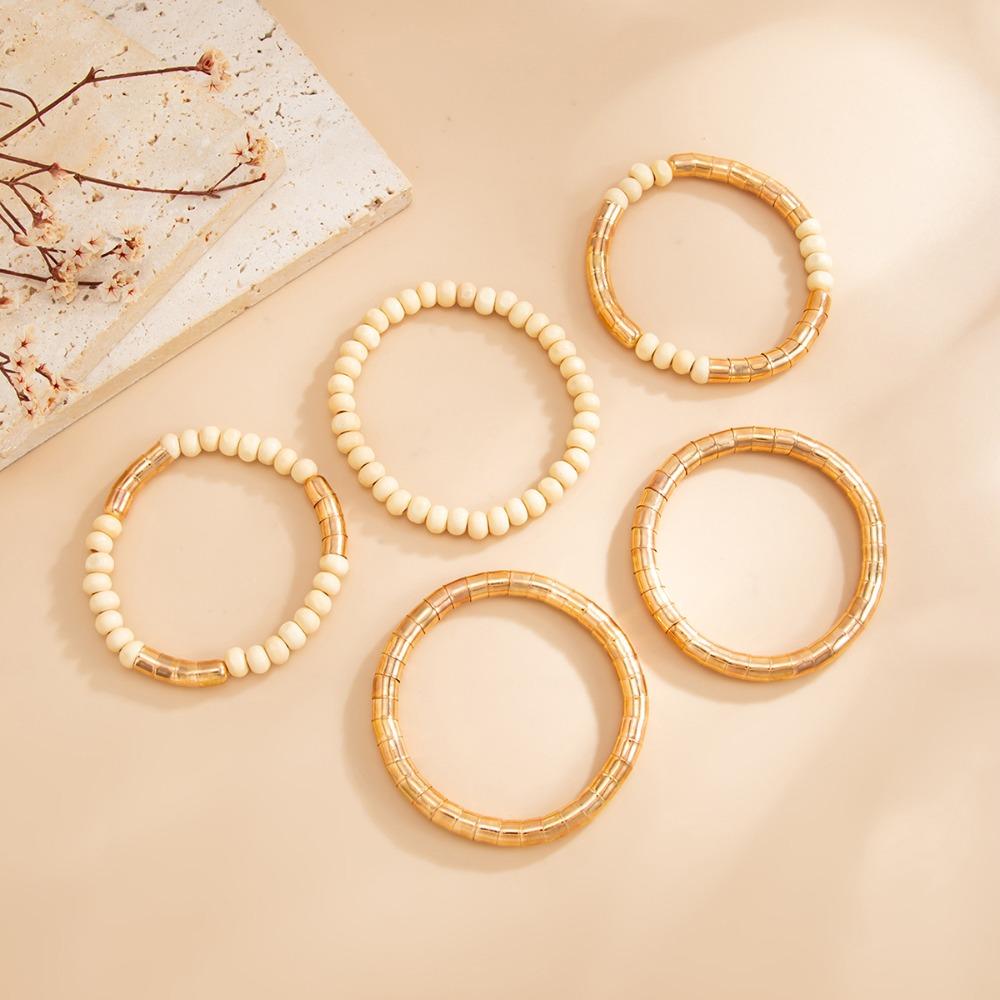 Handmade Versatile Splicing Wooden Bead Retro Bracelet Set with Universal Design for Men and Women