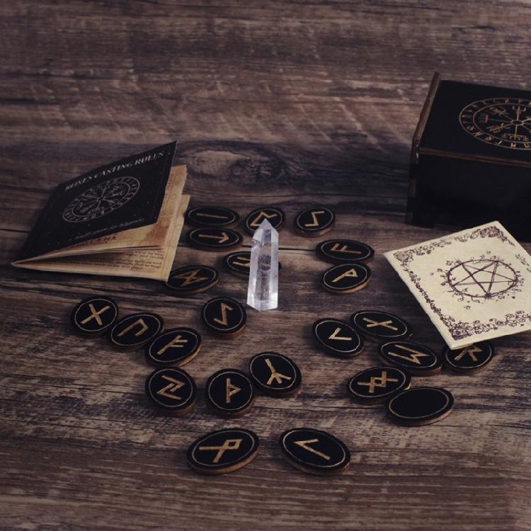 Solid Wood Runes for Divinations Witchcrafts Woodcut Oracles of Nordic Mythology