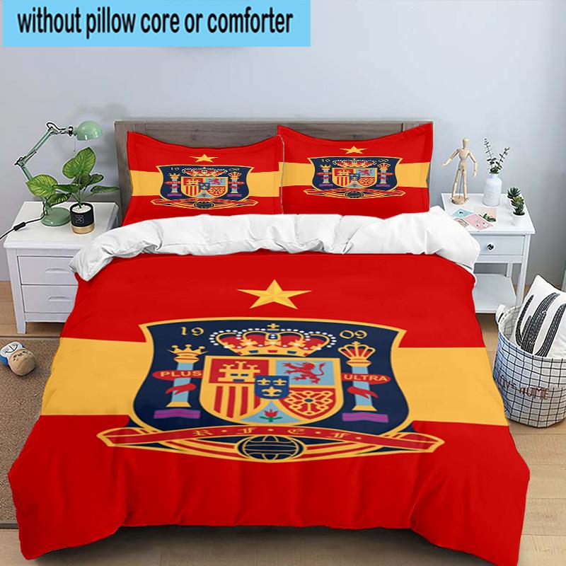 3pcs Spanish National Emblem Printed Bedding Set Duvet Cover Closure Includes 1 Duvet Cover & 2 Pillowcases Bedding Sets Home Decor Gifts