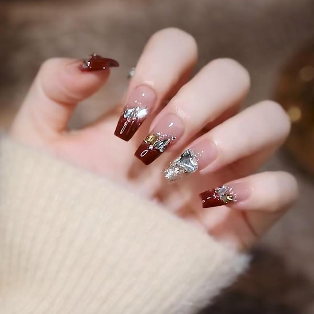 Simple French Gradient Detachable Press-On Nails: Short, Whitening False Nail Tips.