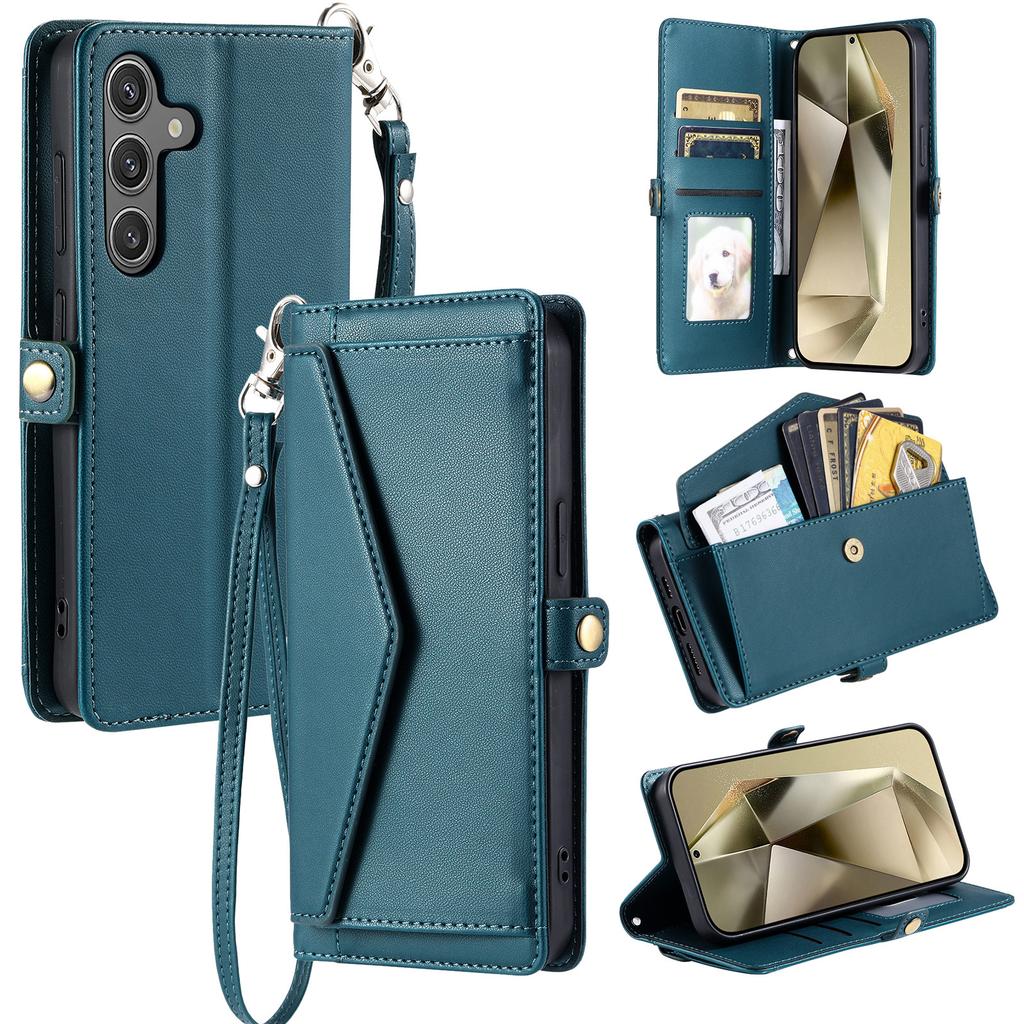 For Samsung Galaxy A37 5G Leather Case with Wrist Strap Wallet Stand Phone Cover