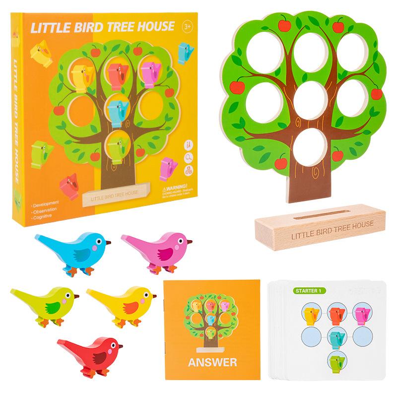 

Montessori Wooden Little Bird s Home Puzzle Game Early Educational Fine Motor Training Matching Game Kids Interactive Toy Gifts