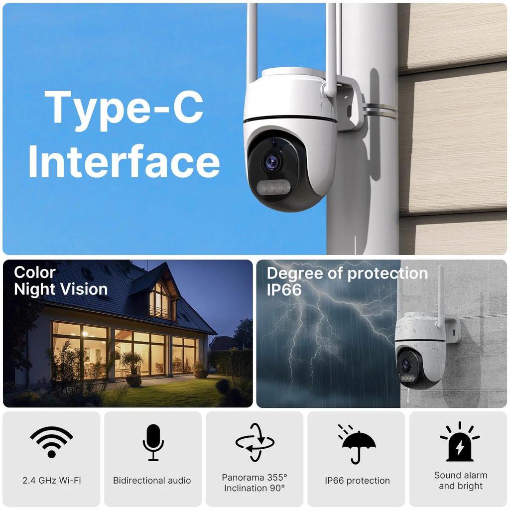 iCSee Single-Lens WiFi Home Camera: 360° Full-Color Night Vision for Smart Wireless Security