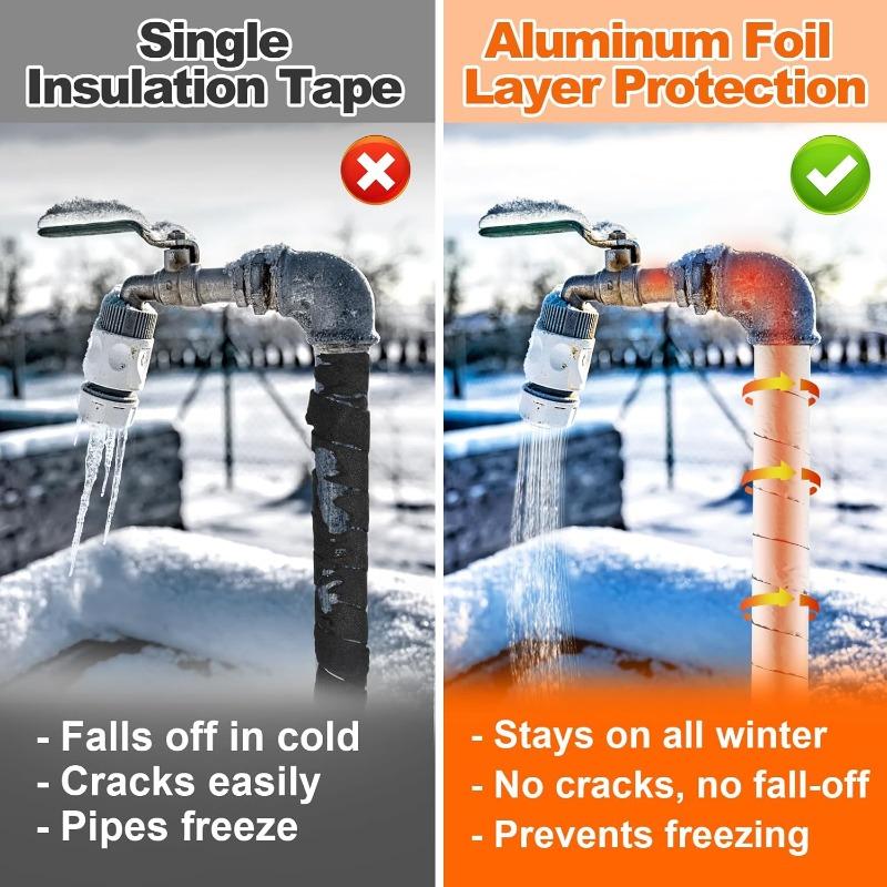 50/10M Winter Pipeline Insulation Tape Outdoor Foam Keep Warm Pipes Aluminum Foil Black Fire Protection Strong Tape Waterproof