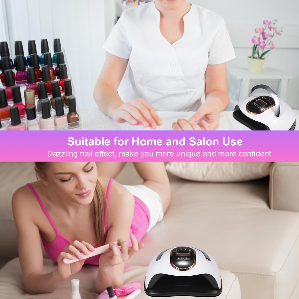 168W UV LED Nail Lamp Gel Nail Polish Dryer 4 Timer Setting with Portable Handle Fingernail Toenail