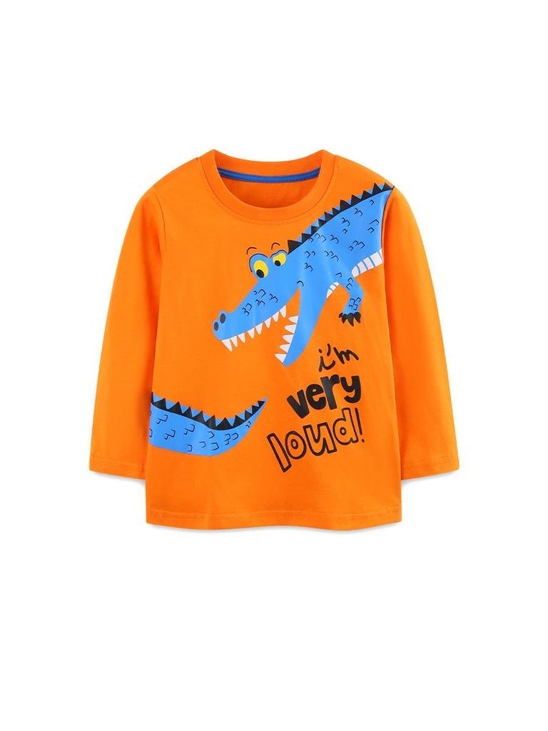 Kids' Cartoon Print Knit Cotton Long Sleeve Pullover - Trendy European & American Style
