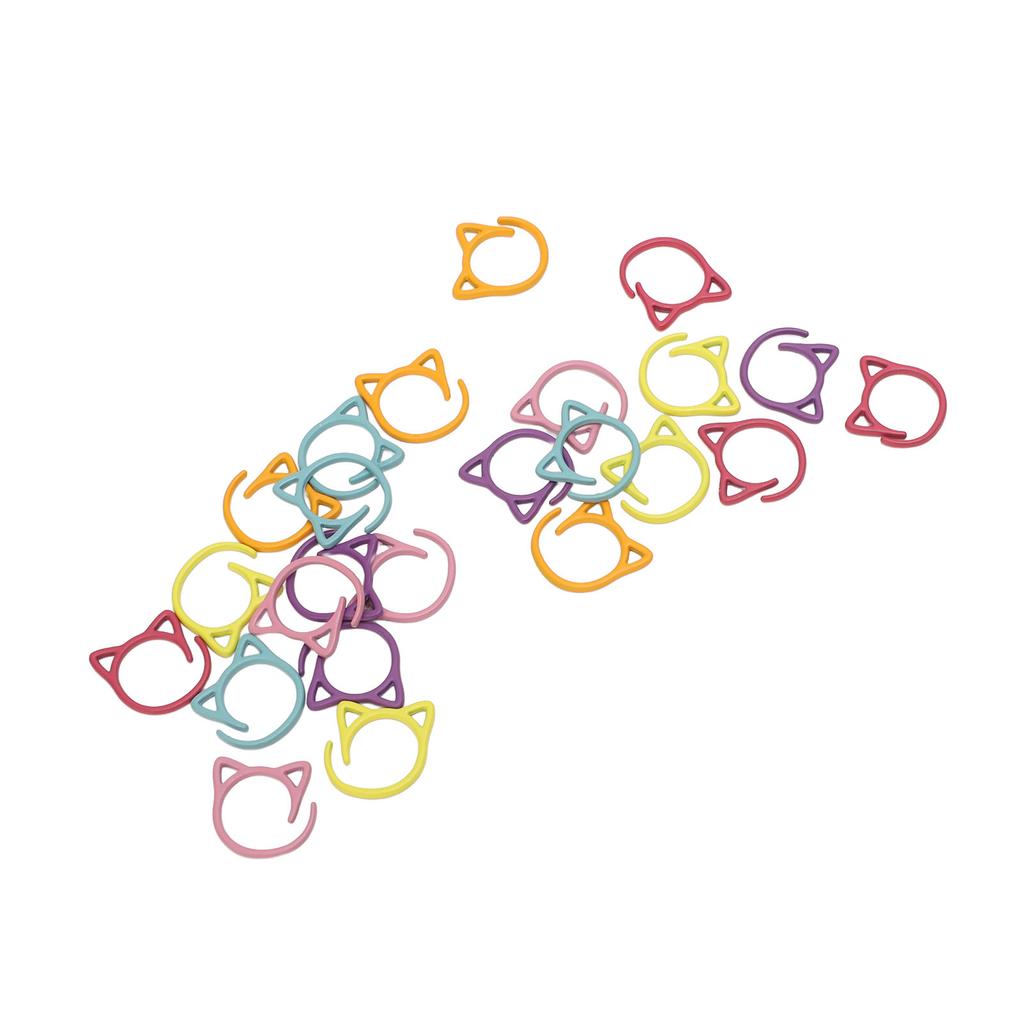 24Pcs Stitch Markers Metal Zinc Alloy Multicolor Cute Cat Locking Marker for Sewing Knitting