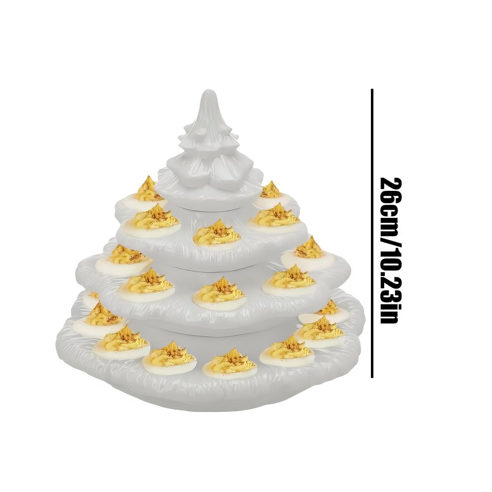 

26CM Christmas Tree Shaped Deviled Egg Tray 26 Holes 4 Tier Resin Reusable Tray Home Decor For Kitchen Offices Garden 26CM Chris белый
