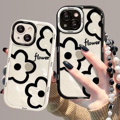Applicable To Apple 14promax Mobile Phone Case IPhone 13 Silicone Anti-fall 11/12 Simple Lines Flower Chain