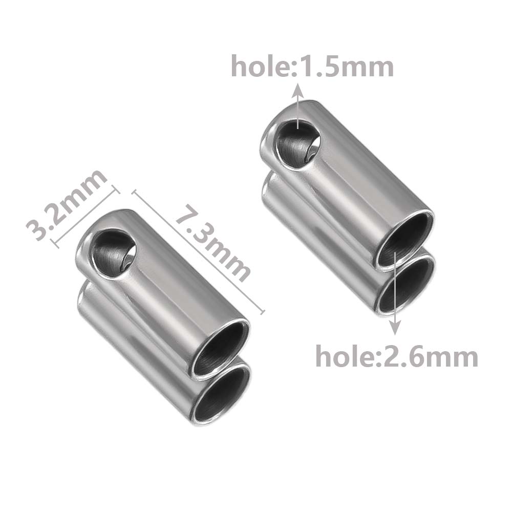 20pcs Stainless Steel Column End Tip Cap Crimp Clasps For DIY End Bead Caps Connector Necklace Leather Cord Jewelry Accessories
