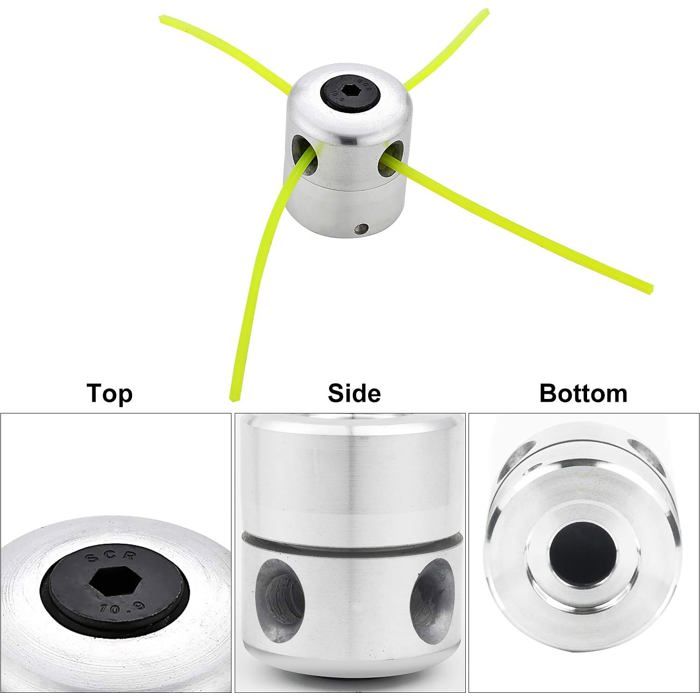 Tête de débroussailleuse aluminium double fil 2,4 mm - Compatible M8/M10/M12 (filetage gauche)