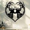 Romantic Deer Heart Metal Wall Art 15.7x15in, Iron Sculpture for Home Patio Decor, Wedding Gift