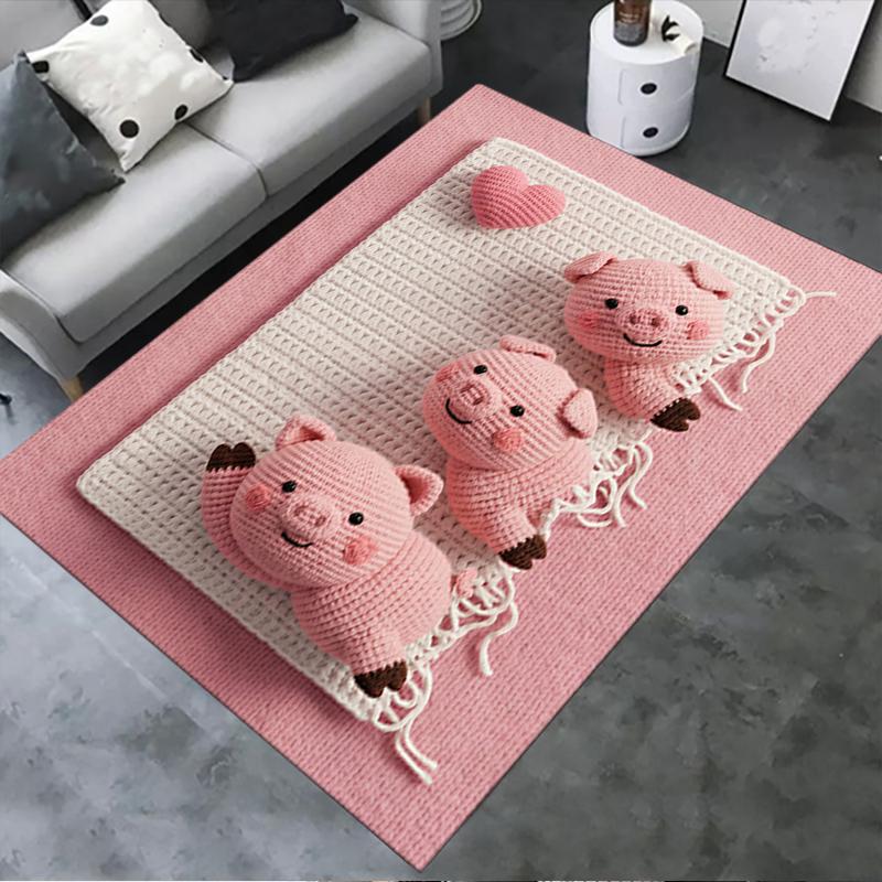 

2025 New Cute pink pig Carpet Rug for Living Room Bedroom Home Sofa Decoration,Kids play Non-slip Floor Mat 40x60cm( 15x23in )
