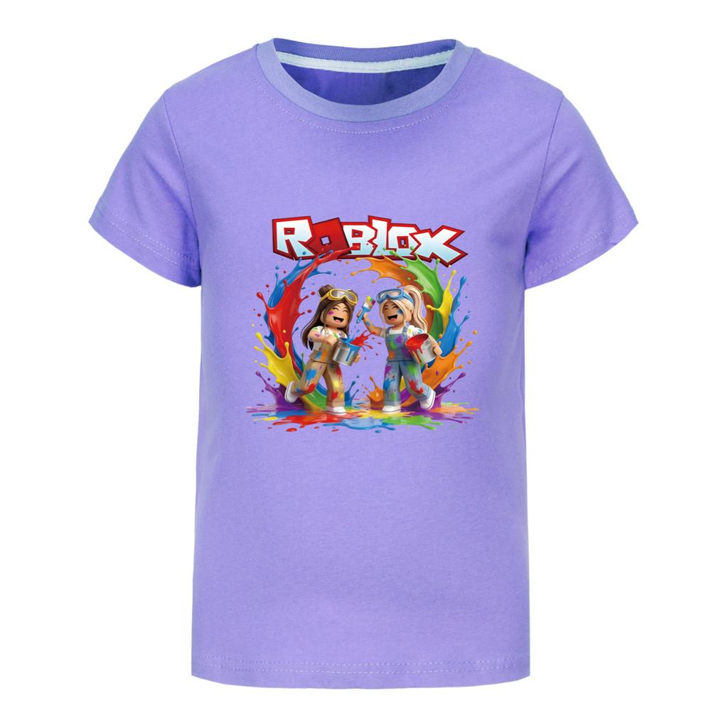 5577 Kids Casual Roblox Print Short Sleeves T-Shirt Top