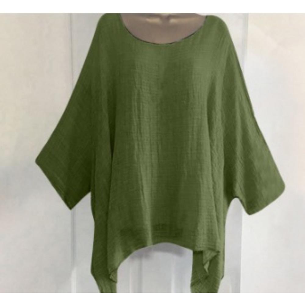 GMXIA Women's Fashion Casual Leisure Solid Color Print O Neck Blouses & Shirts