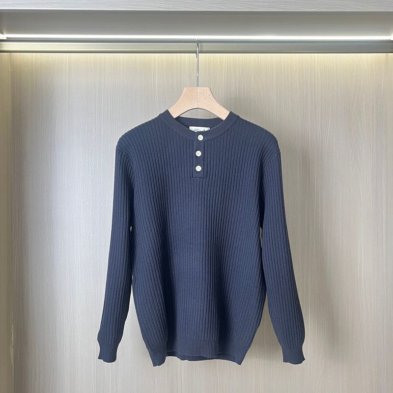 High-End Henry Collar Sweater for Men, Skin-Friendly and Delicate, Autumn and Winter Stretchy Casual Round Neck Knit Base Shirt