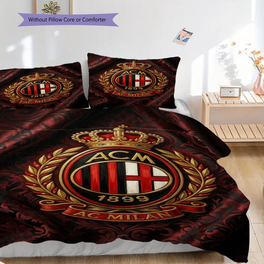 Eredità AC Milan: Set Glory a tre pezzi (1 * copripiumino + 2 * federa, senza nucleo) Set biancheria da letto Copripiumino e federa Morbido e confortevole